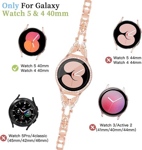 فرقة Butterfly for Samsung Galaxy Watch 4 5 6 Band-40mm مع علبة واقي الشاشة ، و Women Women Women Wather Band و Bling Cover Cover in Kuwait