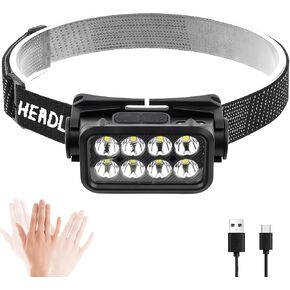 1 PCS Rechargeable Headlamp Flashlight, 1000 Lumen Bright LED Head Lamp, 120° Angle Head Lights for Forehead, 5 Mode LED Headlamp Rechargeable, Headlamps for Outdoor Camping Running Fishing