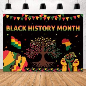 MEHOFOND Black History Month Backdrop African American Country Holiday Supplies Child Inspirational Classroom Decor Worthy of Commemoration National Holiday Banner Holiday Background 7x5ft