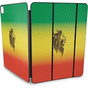 Carbon Fiber Skin Compatible with Apple Smart Folio for iPad Pro 13-inch (M4) 2024 - Rasta Lion - Premium 3M Vinyl Protective Wrap Decal Cover - Easy to Apply | Crafted in The USA by MightySkins