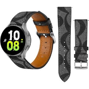 Leather Bands Compatible with Samsung Galaxy Watch 5/4/6 40mm 44mm/5 Pro 45mm/4 Classic 42mm 46mm, 20mm Luxury Retro Leather Straps for Active 2 40mm 44mm/Watch 3 41mm Women Men