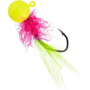 Dr.Fish 10 Pack Crappie Jigs Marabou Fishing Jig Heads Round Ball Hooks with Feather Hair for Bass Trout Panfish Bluegill Fishing Lures Freshwater