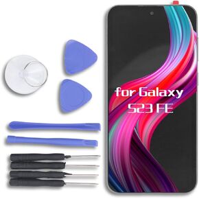 for Galaxy S23 FE Screen Replacements with Frame and Repair Tools,OLED Digitizer Touch Display Assembly Replacement Supports Fingerprint Unlock, Genericbp1ow0einq