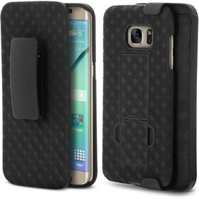 حالة Galaxy S7 Edge (فقط) مع الحافظة ، Aduro Shell & Holster Combo Case Super Slim Shell Case مع Kickstand + حزام حزام دوار ل Samsung Galaxy S7 Edge