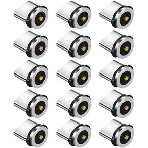 Mikikit 30 Pcs Charging Cable Magnetic Head USB Charger Magnetic Cable Magnetic Connector Tip Rotating Magnetic Phone Adapter Tip Mobile Type Magnetic Attraction to Rotate Aluminum