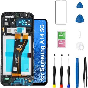 for Samsung Galaxy A14 5G Screen Replacement with Vibration Motor Module Ear Speaker Side Power Button & Volume Button with Frame a146a LCD Touch Display Digitizer Assembly Repair Kits 6.6 inch