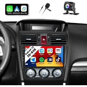 SIXWIN Andorid 13 2G+64G Android Car Stereo for Subaru Forester 2013 2014 with Carplay Android Auto Mirror Link 9 Inch Touchscreen Car Radio Bluetooth FM GPS Navigation WiFi HiFi Backup Camera MIC