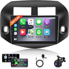 2+64G Android Car Radio Stereo for Toyota RAV4 2006 2007 2008 2009 2010 2011 2012 with Wireless Carplay Android Auto,10.1'' Touchscreen Bluetooth GPS WiFi Mirror Link FM/RDS EQ AHD Backup Camera SWC