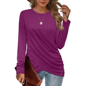 Jescakoo Womens Long Sleeve Tops Twist Front Tunic Tops To Wear With Leggings