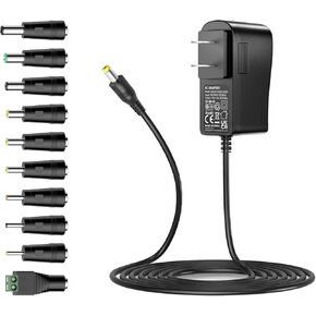 15V 2A Power Adapter Charger 15Volt 2Amp 1.5A 1A Universal AC DC Power Supply Replacement Power Cord for Litter Robot LED Light Switching DC 5.5mm x 2.1mm with 10 DC Tips