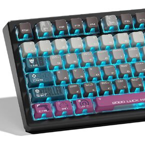 XVX Lighthouse Shine Through Keycaps, Double Shot PBT Key Caps 75 Percent, Purple Keycaps for MX Switches Mechanical Keyboard-Only Keycaps Gateron Cherry MX Switches Mechanical Keyboard