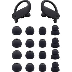 Zotech Replacement Earbud Tips for Powerbeats Pro Headphones, 8 Pairs (16pcs), Black, Small, Medium, Large, Double Flange