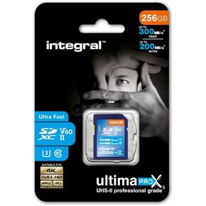 Integral 256GB UHS-II SD Card V60 Up to 300MBs Read and 200MBs Write Speed 1733X SDXC Professional High Speed Memory Card