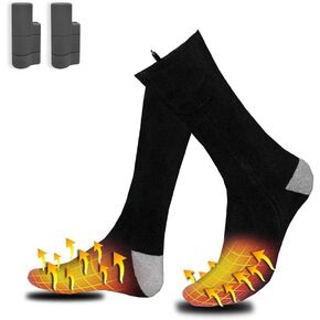 Cotton Heated Socks with Rechargeable Battery, Electric Heated Foot Warmers for Men&Women, Perfect for Skiing/Camping/Riding/Hunting/Ice Fishing