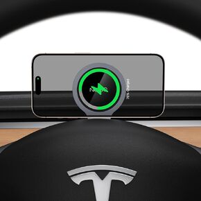 NEWQ Tesla Phone Mount, Mag-Safe Car Mount for Tesla Model 3 Model Y, [15W Cooling Charging] Tesla Steering Wheel Car Phone Holder Mount, Wireless Car Charger for iPhone 16/15/14/13/12