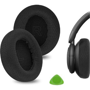 Geekria Comfort Mesh Fabric Replacement Ear Pads for Anker Soundcore Life Q30 Soundcore by Anker Life Q35 Headphones Ear Cushions, Headset Earpads, Ear Cups Cover Repair Parts (Black)