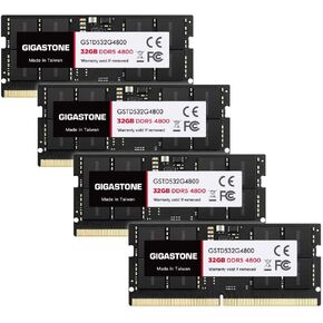 【DDR5 RAM】 GIGASTONE 128GB Kit (4x32GB) DDR5 4800MHz PC5-38400 CL 40-40-40-77 1.1V SODIMM 262 Pin Unbuffered Non ECC High Performance Notebook Laptop Memory Upgrade