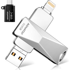 Photo Stick Memory Stick 512GB, Phone Flash Drive USB C Memory Stick External Storage Thumb Drive Compatible with iPhone, iPad,Android, PC and More Devices-Sliver