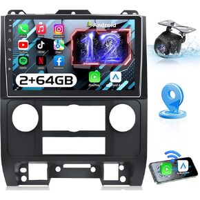 Car Radio for Ford Escape 2008-2012: 2G+64G Upgrade 9" 1280x800 IPS Touchscreen Stereo, Android 12 Head Unit with Wireless Carplay & Android Auto, Support 5GWiFi GPS FM RDS BT SWC 1080P Backup Camera
