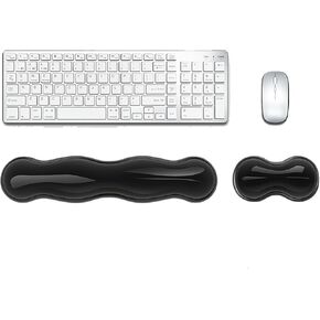 Keyboard Mouse Wrist Rest Pad, 14.17" Ergonomic Cool Silicone Gel Wrist Support Pad for Effortless Typing & Pain Relief, Non-Slip Base Wrist Support Cushion for Gaming, Computers, Laptops, Office Use