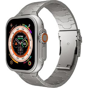 شريط التيتانيوم متوافق مع Apple Watch Ultra/Ultra 2 Bands 49mm 46mm 45mm 44mm 42mm للرجال حزام بديل للمعادن خفيفة الوزن للرجال للسلسلة 10 9 8 SE 7 6 5 4 3 2 1