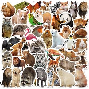 100Pcs Cute Animal Stickers Pack, Vinyl Stickers for Water Bottle, Laptop, Journal, Scrapbook, Computer, Hydroflask, Skateboard, Notebook, Kawaii Cartoon Animal Stickers for Kids Adults