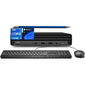 HP Elite 600 Mini Business Desktop Computer, Intel Core i5-14500T Processor (10-Core, Up to 4.8GHz), 16GB DDR5 RAM, 1TB PCIe SSD, WiFi 6, HDMI, DP Port, USB-C, RJ45, KB & MS, Windows 11 Pro