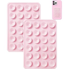 Silicone Double-Sided Suction Phone Case Detachable Mount - Hands-Free, Strong Grip Holder for Selfies & Videos - iPhone & Android Compatible - 2.5 x 3.75 Inche (Soft Pink)