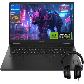 HP OMEN 17.3 144Hz FHD AMD RYZEN 9 8945HS NVIDIA GEFORCE RTX 4060 AI Gaming Captop ، 64GB DDR5 RAM ، 2TB SSD ، Low Blue Light ، RGB Backlit Beyboard ، WebCam ، Backle with Hyperx Cloud Weadset