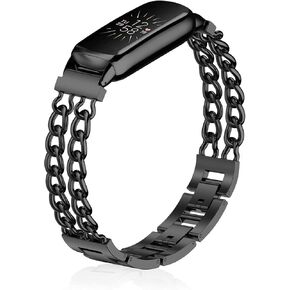 Compatible with Fitbit Luxe Bands, Metal Band Stainless Steel Adjustable Wristband Replacement Strap for Fitbit Luxe Smart Watch for Women Men