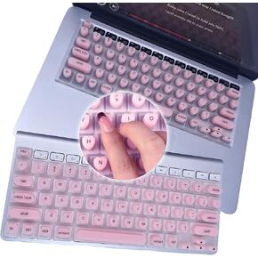 Keyboard Cover for Long Nails, Silicone Raised Keyboard Cover Protector for Nail Art, Comfortable Typing for Long Nails, Perfectly Compatible with MacBook Pro13 2020-2023, US ANSI(Pink & Heart)