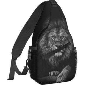 Women 3D Animal Black Lion Crossbody Sling Backpack for Men Chest Bag Shoulder Bag Lightweight One Strap Backpack Travel Outdoor Daypack