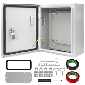 Outdoor Electrical Box 16 x 16 x 8'' NEMA 4X Steel Enclosure Box IP66 Outdoor Indoor Waterproof & Dustproof Lockable Wall Mounted Metal Junction Box with Lock & Mounting Plate (16 x 16 x 8)