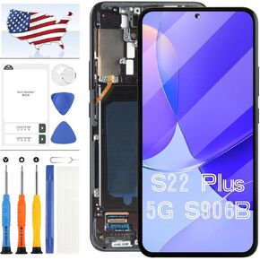for Samsung Galaxy S22 Plus 5G Screen Replacement for Galaxy S22 Plus 5G LCD for Samsung S22 Plus 5G Display for SM-S906B SM-S906B/DS LCD Touch Screen Digitizer Assembly AMOLED with Frame