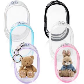 6 Pcs Clear Figure Display Bag with Keychain, Zipper Clear Display Case, Mini Doll Pouch for Figures Collectibles