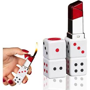 Pretty Cute Lipstick Lighter, Dice Shape Torch Lighter, Cool Lighter, Unique Lighters, Fancy Lighter, Refillable Torch Lighter, Gifts for Girls, Women, Birthdays, Candle. (Without Gas)