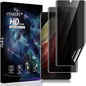 2 Pack Privacy Screen Protector for Samsung Galaxy S21 Ultra[Not Glass], Anti-spy Flexible TPU Screen Protector, Support Fingerprint 3D Curved Full Coverage