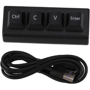 Fabater 4 Key Gaming Keyboard, USB Mini 4-Key Programmable Keypad, Support NKRO Red Switch Ctrl C V Enter Mini Mechanical Keypad for Gaming Office Media (Black)