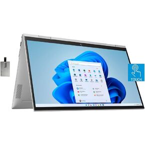 HP Envy x360 2-in-1 15.6" FHD Touchscreen Laptop, Intel Core i5-1135G7, 16GB DDR4 RAM, 512GB PCIe SSD, Backlit Keyboard, Intel Iris Xe Graphics, Webcam, Windows 11, Silver, 32GB Hotface USB Card