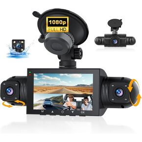 4 Channel Dash Cam Front and Rear Inside Left Right,3 Inch 1080P Dash Camera for Cars Car Camera with IR Night Vision,Loop Recording,G-Sensor,Parking Assistance,24H Parking Monitor
