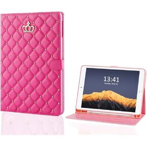 Case for iPad 9.7 Inch 2018/2017 (6th/5th Generation) with Pencil Holder,Multiple Angle Stand Auto Wake/Sleep fit iPad Pro 9.7/ Air 2 /Air 1 Air 1 (Rose Red)