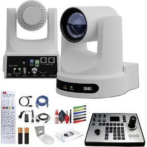 PTZOptics Move SE PTZ Camera with 12x Optical Zoom + PTZOptics PT-Joy-G4 Controller + Wall Mount + Lens Cleaning Kit + HDMI Cable + Ethernet Cable + Color Wire Ties