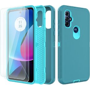 for Moto G-Play 2023 Case: Motorola Moto G Power 2022 Case, [Full-Body] [Shockproof] [Drop Proof] Heavy Duty Protective Phone Case with 2 Pack Glass Screen Protector, Teal