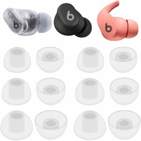 6 Pairs Studio Buds+ Ear Tips, Replacement S/M/L 3 Size Soft Rubber Silicone Flexible Eartips Skin Cover Fit in Case Compatible with Beats Solo Buds/Studio Buds/Fit Pro - Translucent