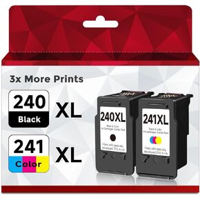 Remanufactured 240XL 241XL Ink Cartridge Replacement for Canon 240 241 XL (1 Black 1 Color) for PG240 CL241 for MG3600 MG3620 TS5120 TS5100 MG3220 MG3520 MG2120 MX452 MX512 MX532
