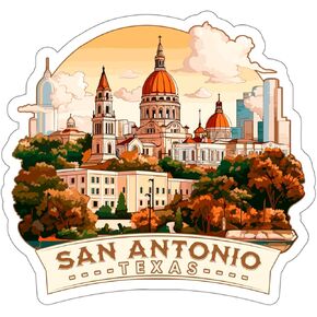 San Antonio Texas Sticker Adventure Souvenir Decal Vinyl Small Waterproof for Bottle Mug Passport Scrapbook Laptop Tumbler Skateboard Phone, Size - 4″×4″ - ID44990