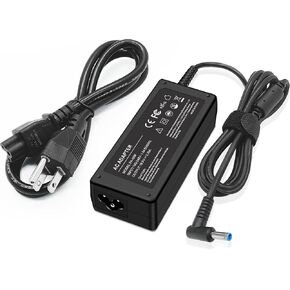 65W Charger for HP Pavilion x360 11 13 15 Charger, Elitebook 830 840 850 G3 G4 G5 Charger, Chromebook 11 EE G2 G3 G4 G5 Power Adapter with 4.5 x 3.0mm Blue Tip