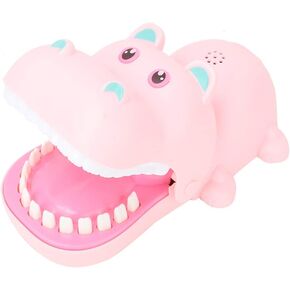 Watris Veiyi Cartoon Hippo Mouth Toy with Teeth, Alligator Teeth Game, Hippo Dentist Toy for Playing Training, Gags Joke Toy, Bite Finger Board Game for Kid Parent-Child Activities