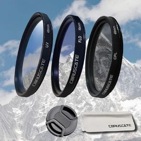 55mm UV+CPL+FLD Lens Filter Kit,Optical Glass & Aluminum Alloy Frame,UV+Circular Polarizer (CPL) +FLD Filter for Camera Lens+55mm Lens Cap+Lens Cleaning Cloth 5-Piece Set