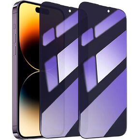 2 Pack Compatible with iPhone 14 Pro Privacy Screen Protector, Anti-Blue Light Eye Protection Anti-Spy Private Tempered Glass Film 6.1 Inches, Scratch Resistant, Full Coverage, Case Friendly